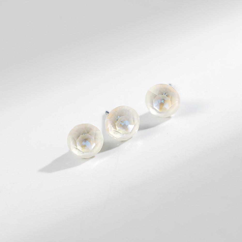 8mm Sparkling Synthetic Crystal Screw Back Titanium Stud Earrings