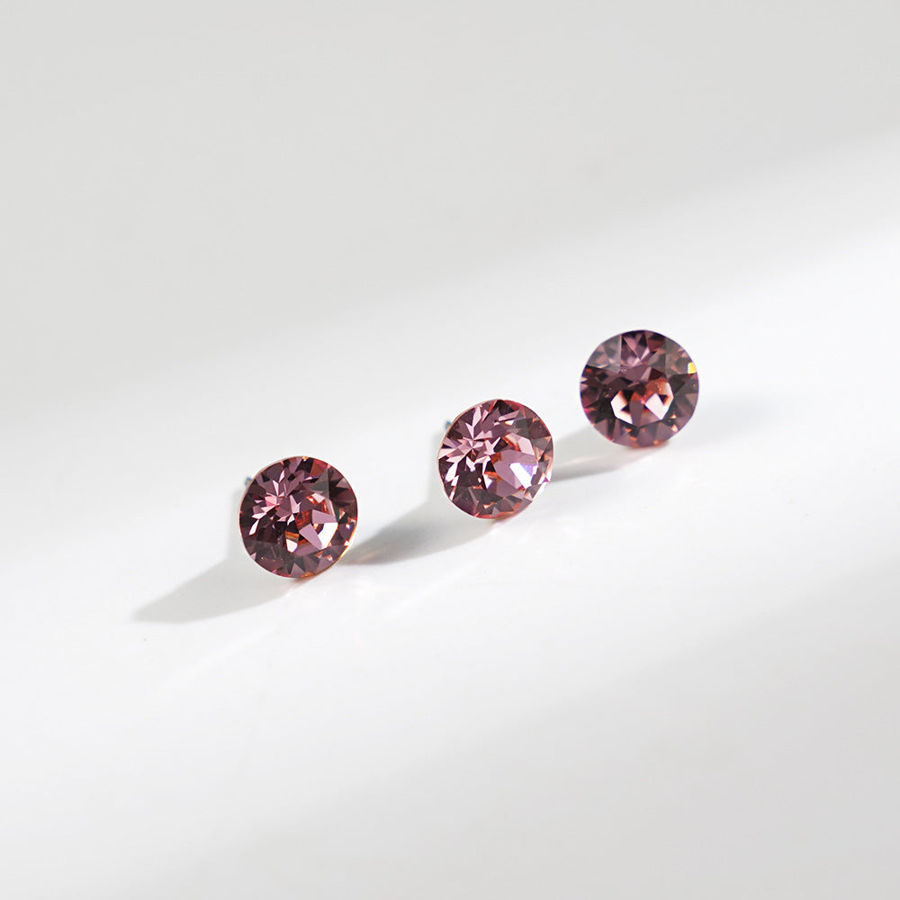 8mm Sparkling Synthetic Crystal Screw Back Titanium Stud Earrings