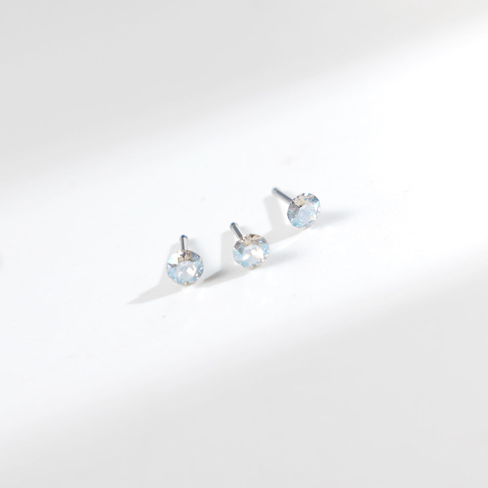 4mm Sparkling Synthetic Crystal Screw Back Titanium Stud Earrings
