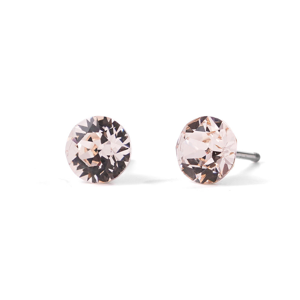 6mm Sparkling Synthetic Crystal Screw Back Titanium Stud Earrings