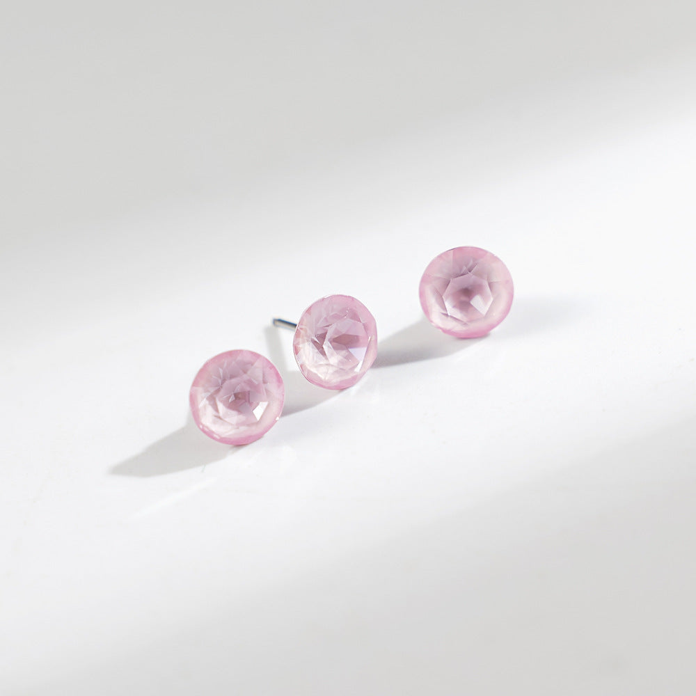 8mm Sparkling Synthetic Crystal Screw Back Titanium Stud Earrings