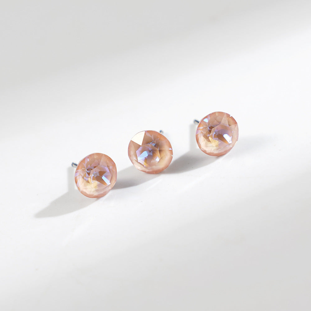8mm Sparkling Synthetic Crystal Screw Back Titanium Stud Earrings