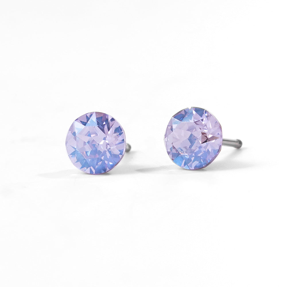 6mm Sparkling Synthetic Crystal Screw Back Titanium Stud Earrings