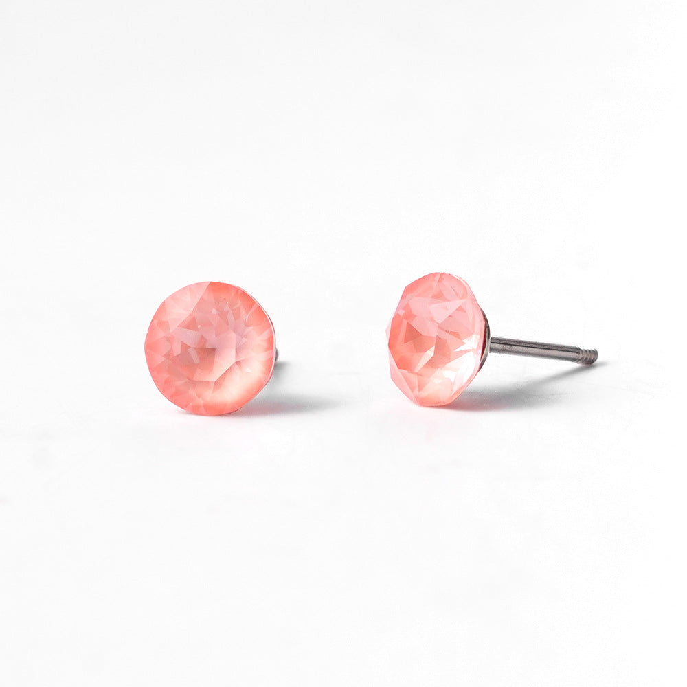6mm Sparkling Synthetic Crystal Screw Back Titanium Stud Earrings