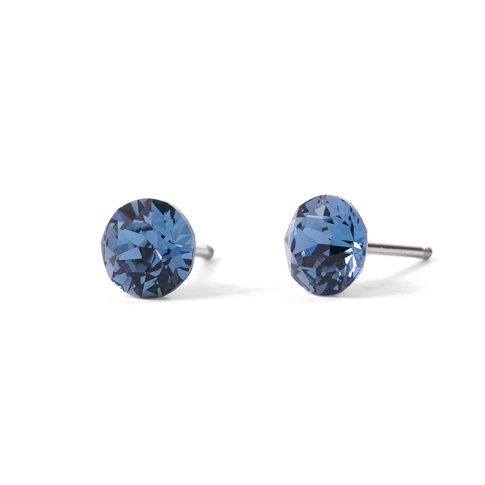 6mm Sparkling Synthetic Crystal Screw Back Titanium Stud Earrings