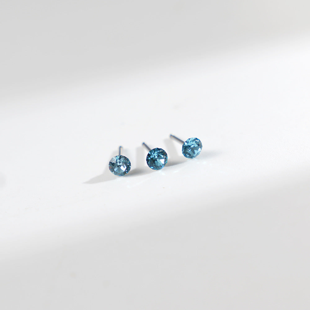 4mm Sparkling Synthetic Crystal Screw Back Titanium Stud Earrings