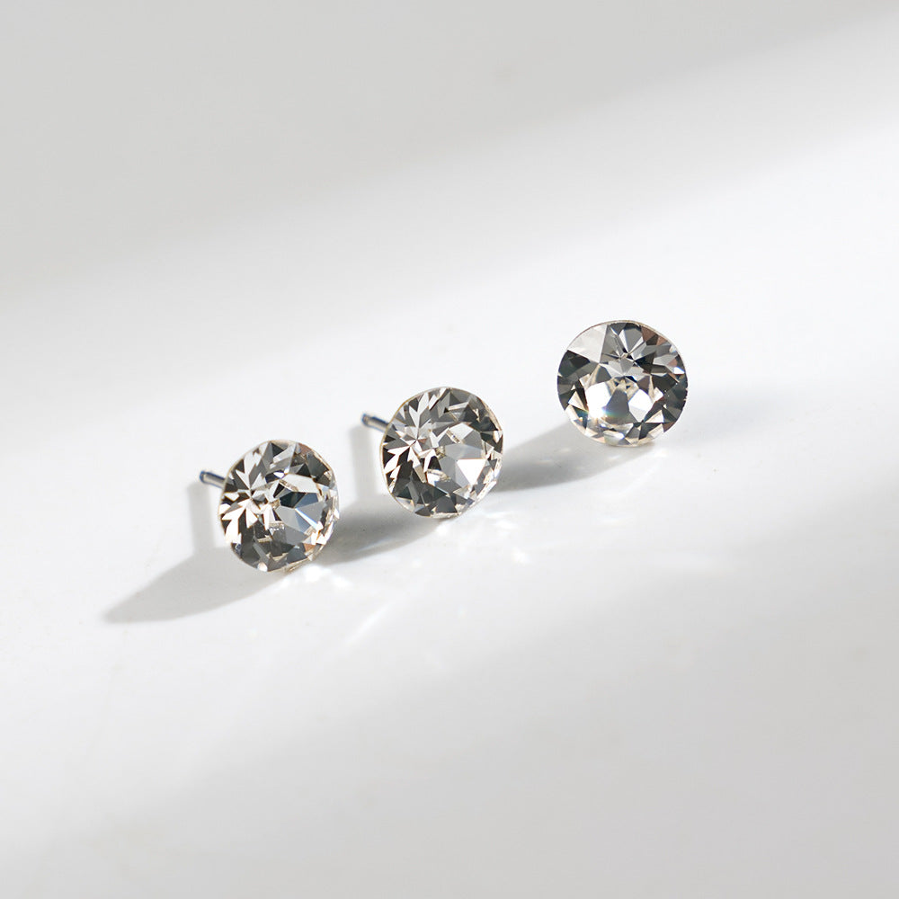 8mm Sparkling Synthetic Crystal Screw Back Titanium Stud Earrings