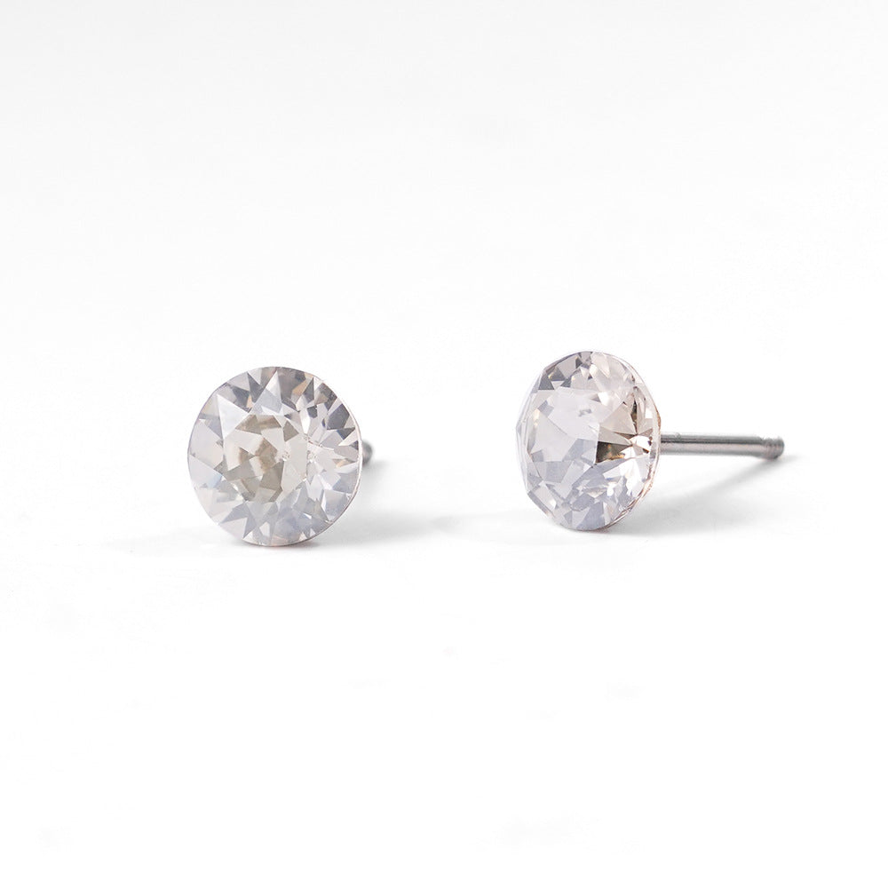 6mm Sparkling Synthetic Crystal Screw Back Titanium Stud Earrings