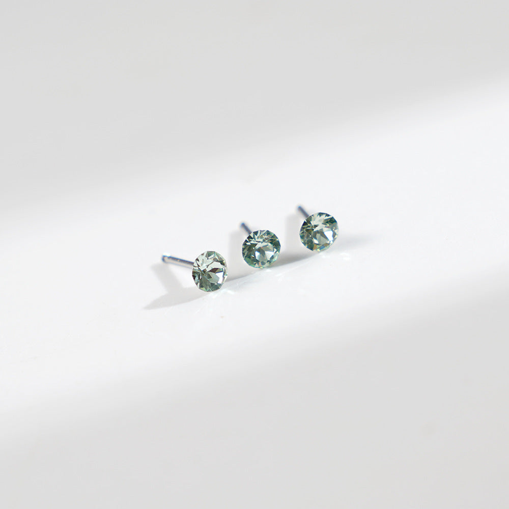 4mm Sparkling Synthetic Crystal Screw Back Titanium Stud Earrings