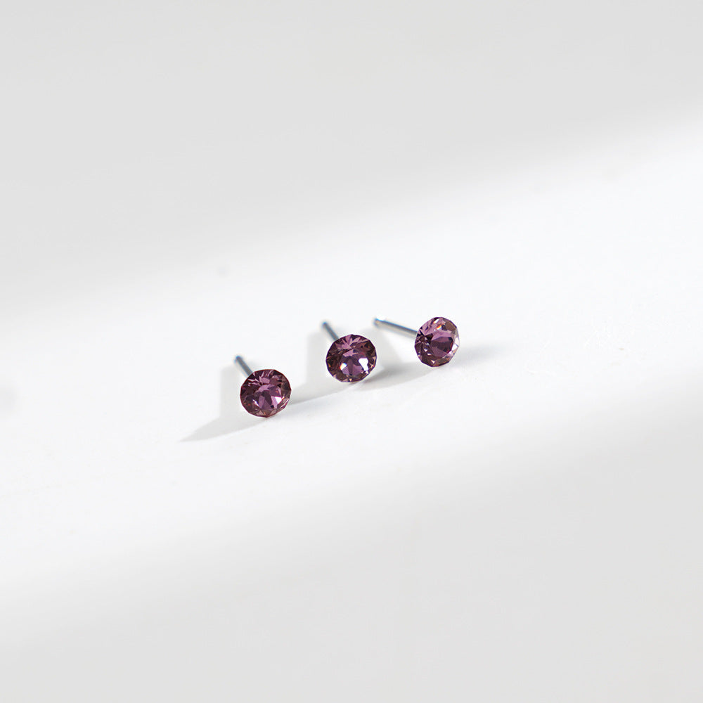 4mm Sparkling Synthetic Crystal Screw Back Titanium Stud Earrings