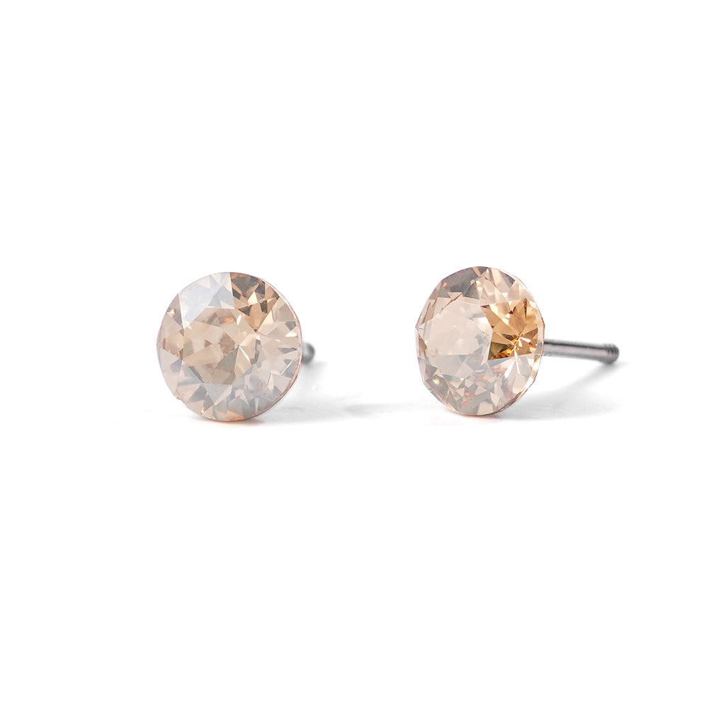 6mm Sparkling Synthetic Crystal Screw Back Titanium Stud Earrings