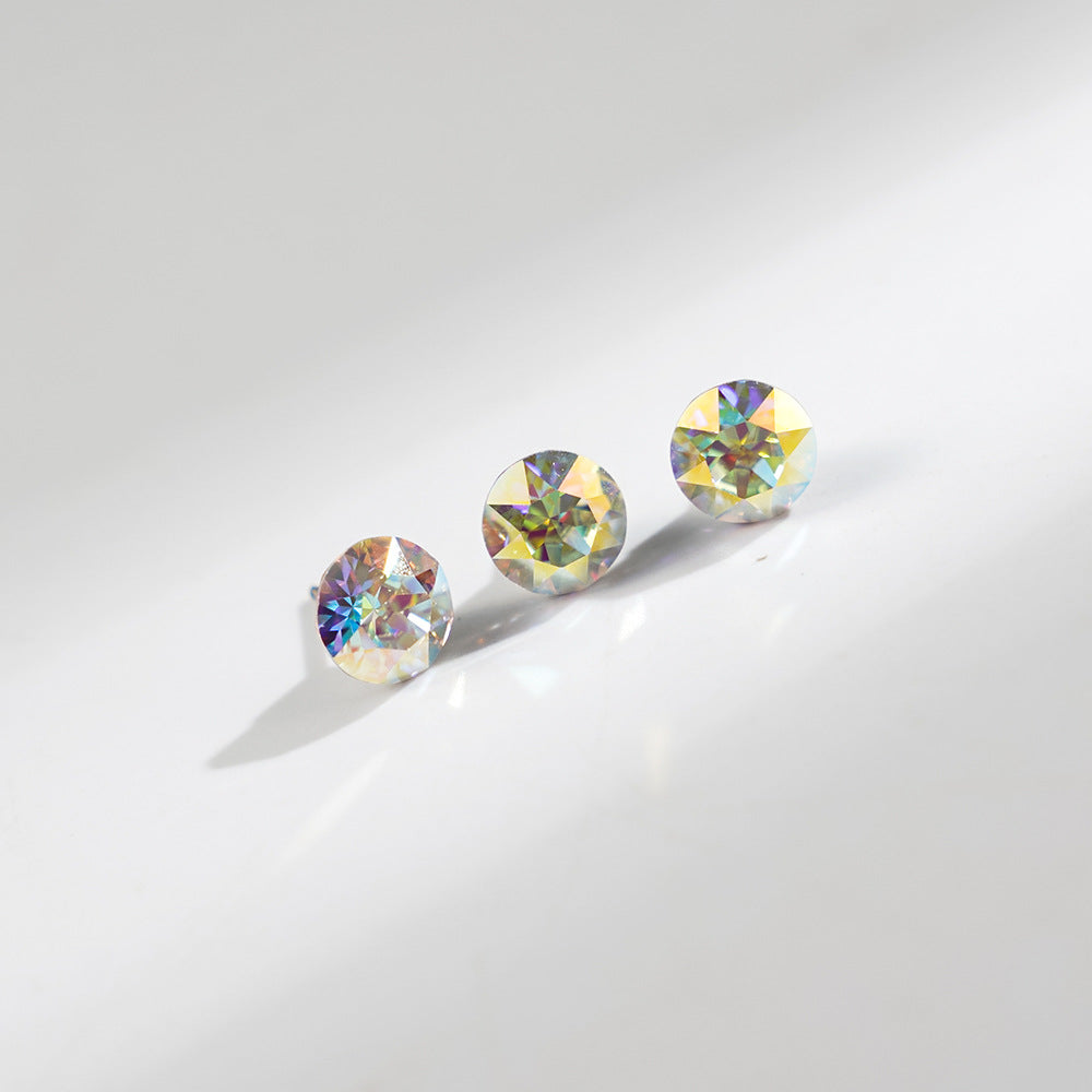 8mm Sparkling Synthetic Crystal Screw Back Titanium Stud Earrings