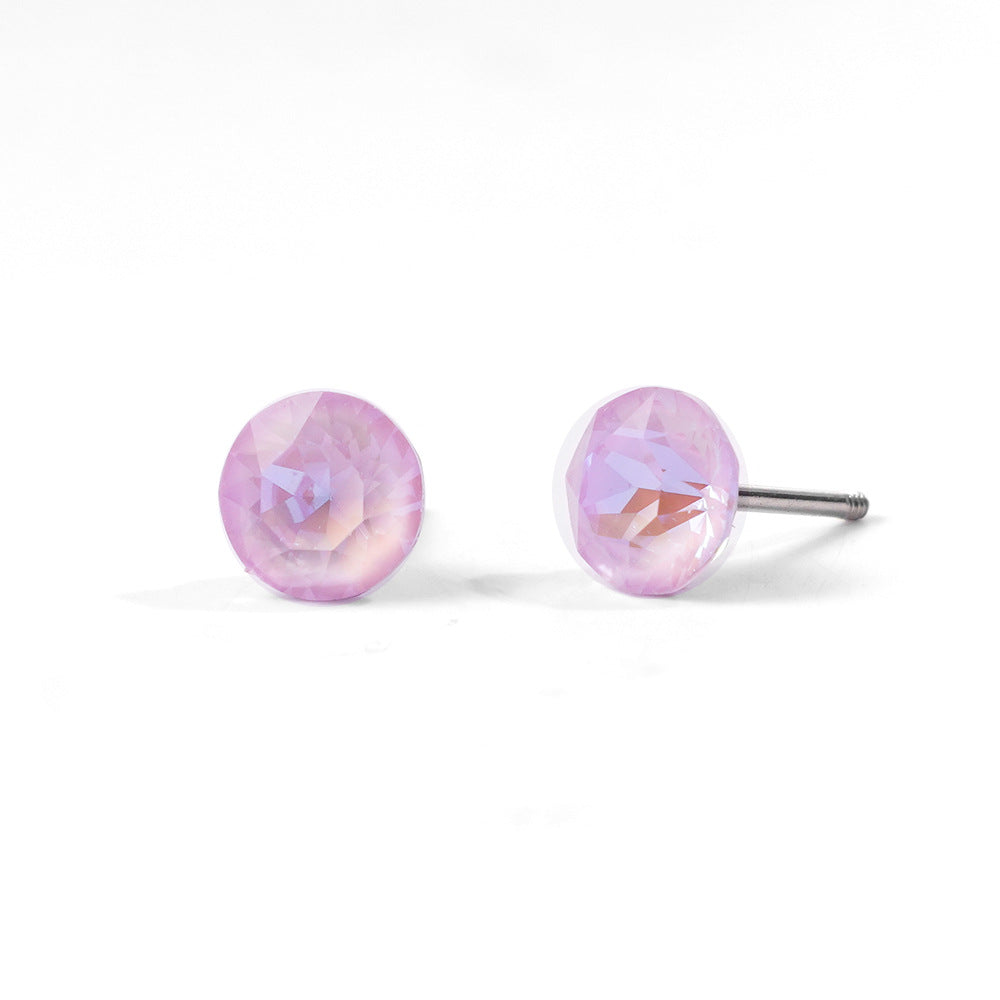 6mm Sparkling Synthetic Crystal Screw Back Titanium Stud Earrings