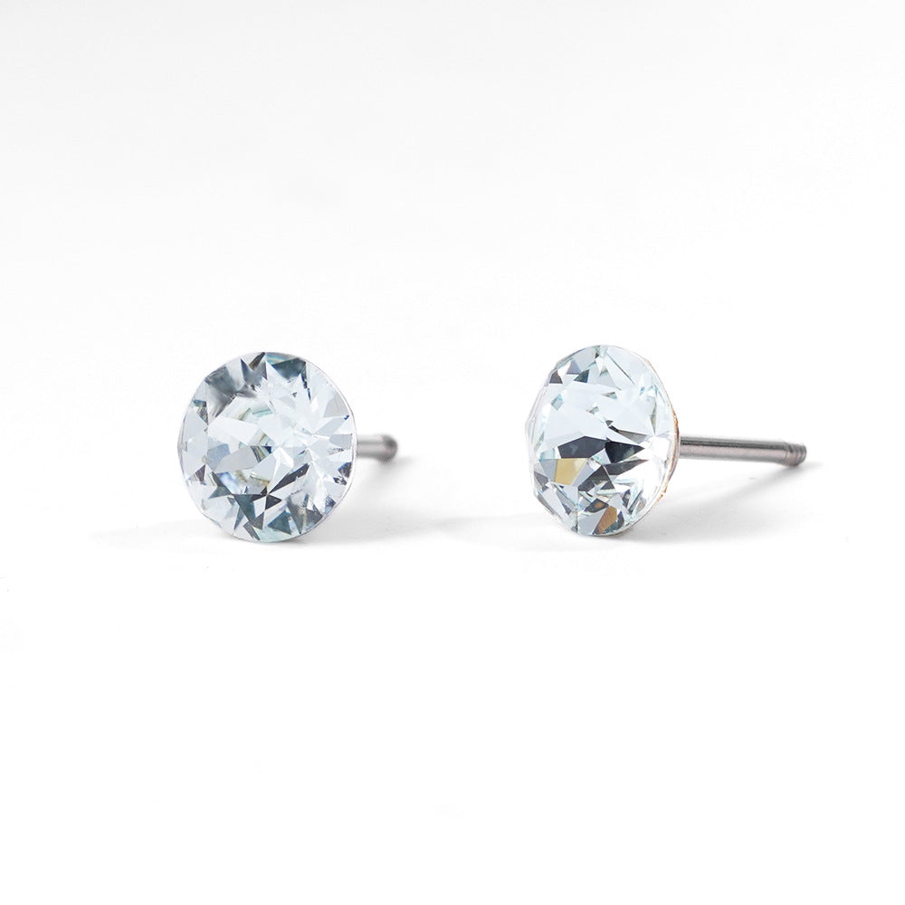6mm Sparkling Synthetic Crystal Screw Back Titanium Stud Earrings