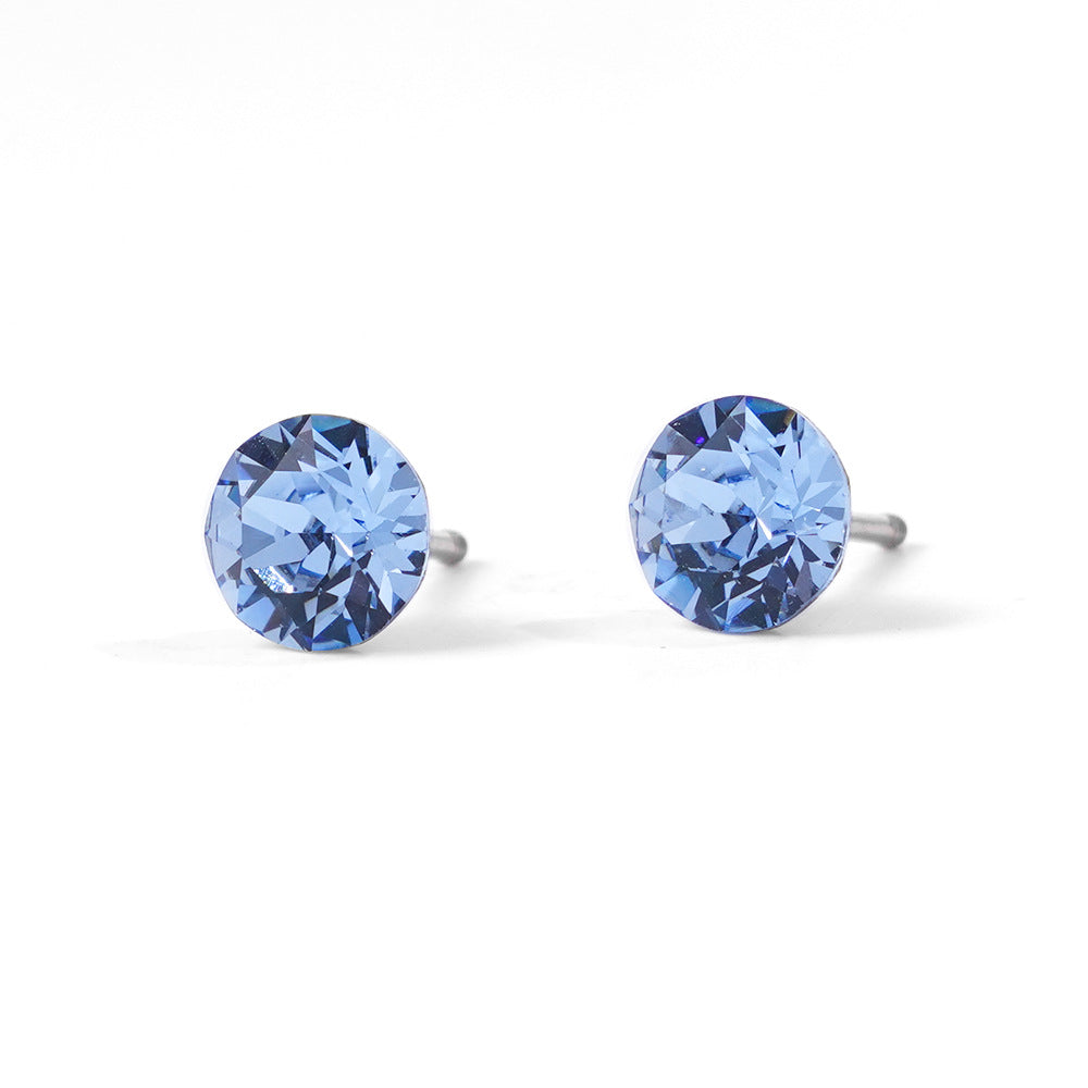 6mm Sparkling Synthetic Crystal Screw Back Titanium Stud Earrings