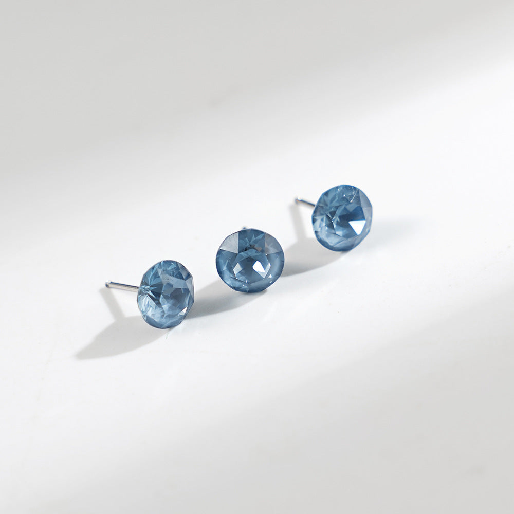 8mm Sparkling Synthetic Crystal Screw Back Titanium Stud Earrings
