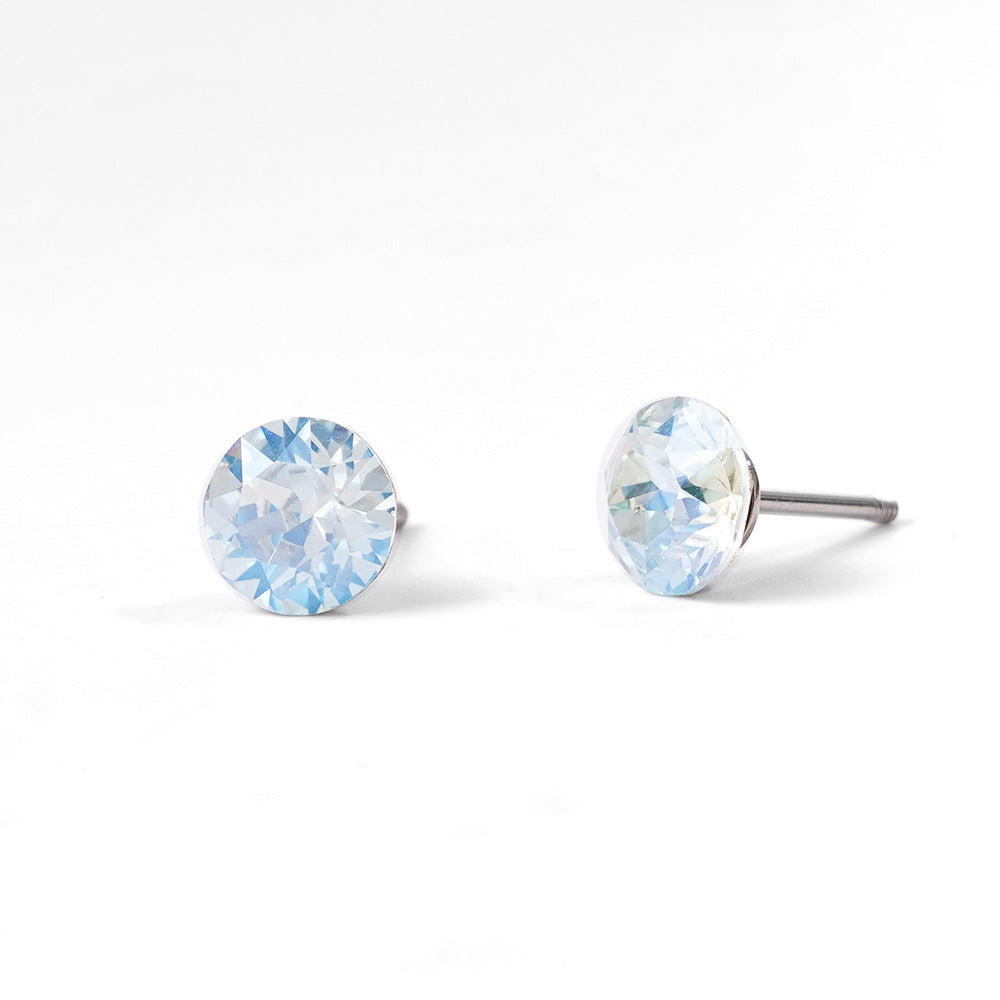 6mm Sparkling Synthetic Crystal Screw Back Titanium Stud Earrings