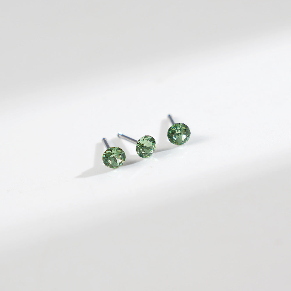 4mm Sparkling Synthetic Crystal Screw Back Titanium Stud Earrings