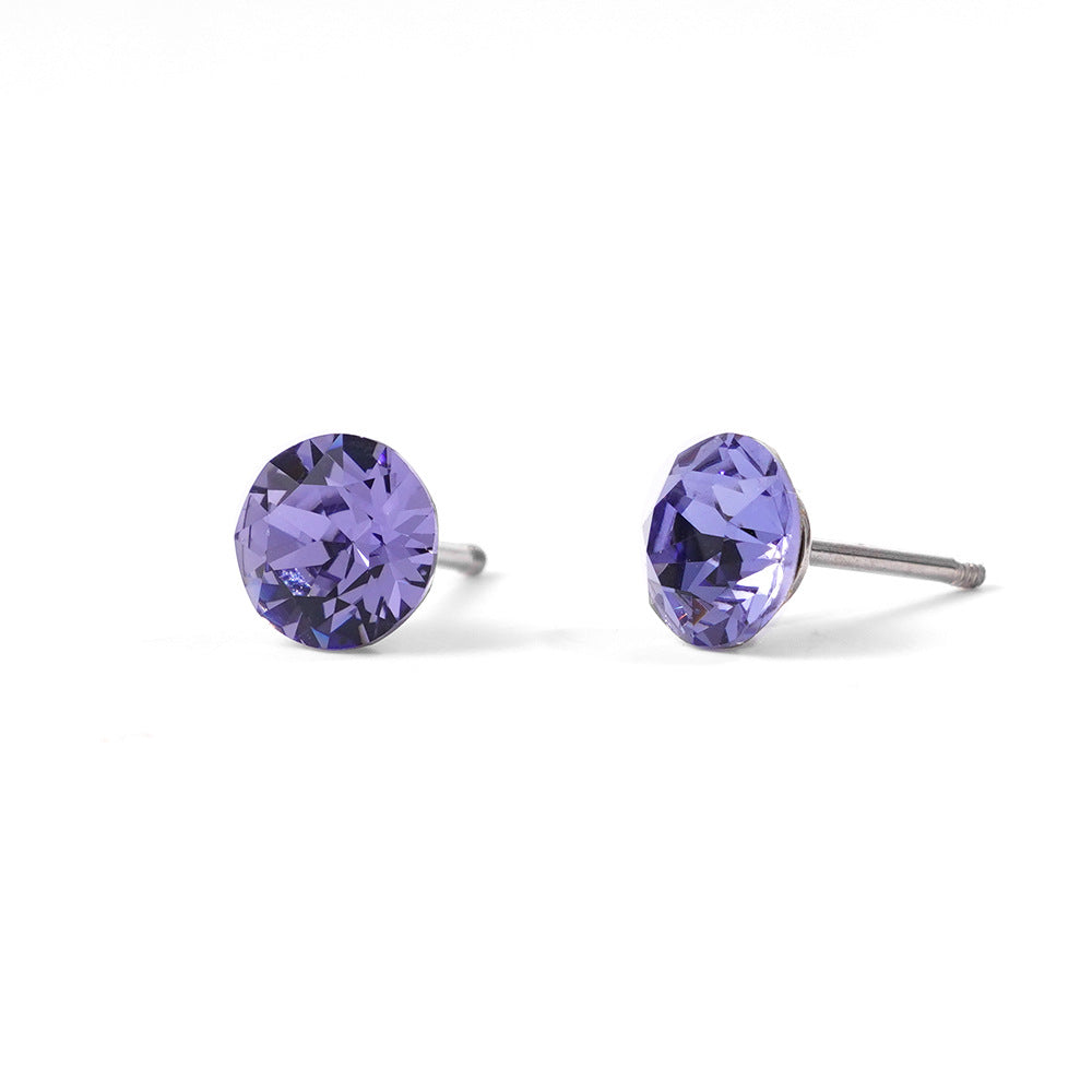 6mm Sparkling Synthetic Crystal Screw Back Titanium Stud Earrings