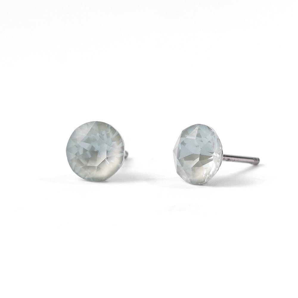 6mm Sparkling Synthetic Crystal Screw Back Titanium Stud Earrings