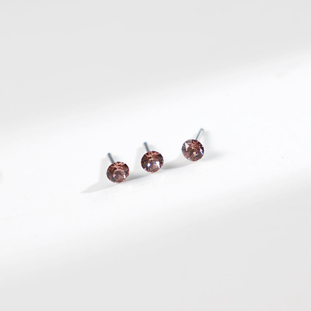 4mm Sparkling Synthetic Crystal Screw Back Titanium Stud Earrings
