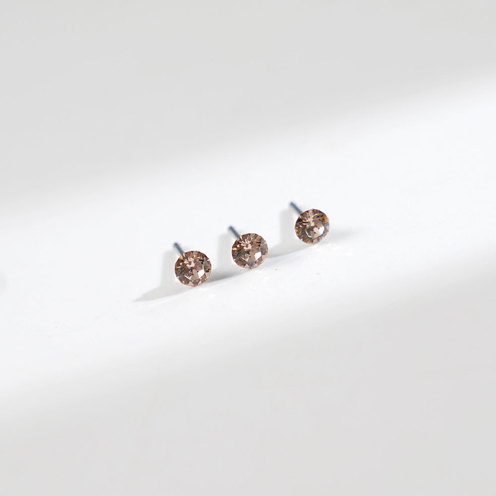 4mm Sparkling Synthetic Crystal Screw Back Titanium Stud Earrings