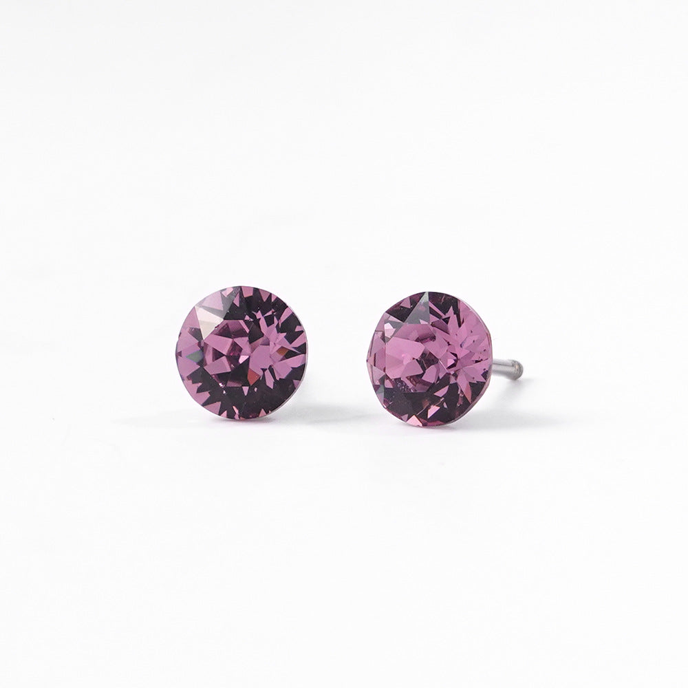 6mm Sparkling Synthetic Crystal Screw Back Titanium Stud Earrings