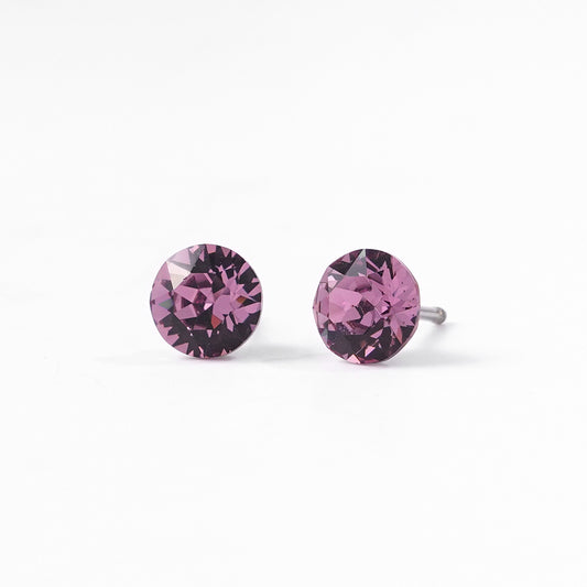 6mm Sparkling Synthetic Crystal Screw Back Titanium Stud Earrings