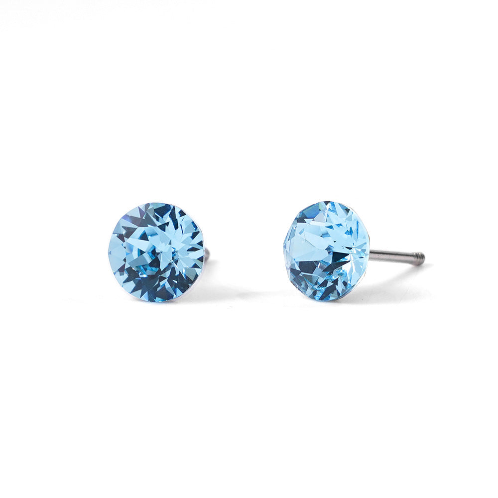 6mm Sparkling Synthetic Crystal Screw Back Titanium Stud Earrings
