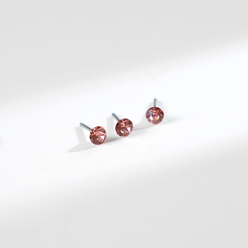 4mm Sparkling Synthetic Crystal Screw Back Titanium Stud Earrings