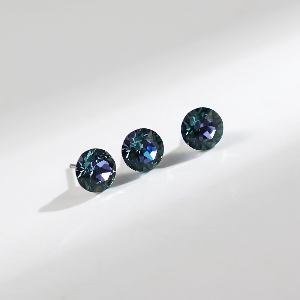 8mm Sparkling Synthetic Crystal Screw Back Titanium Stud Earrings