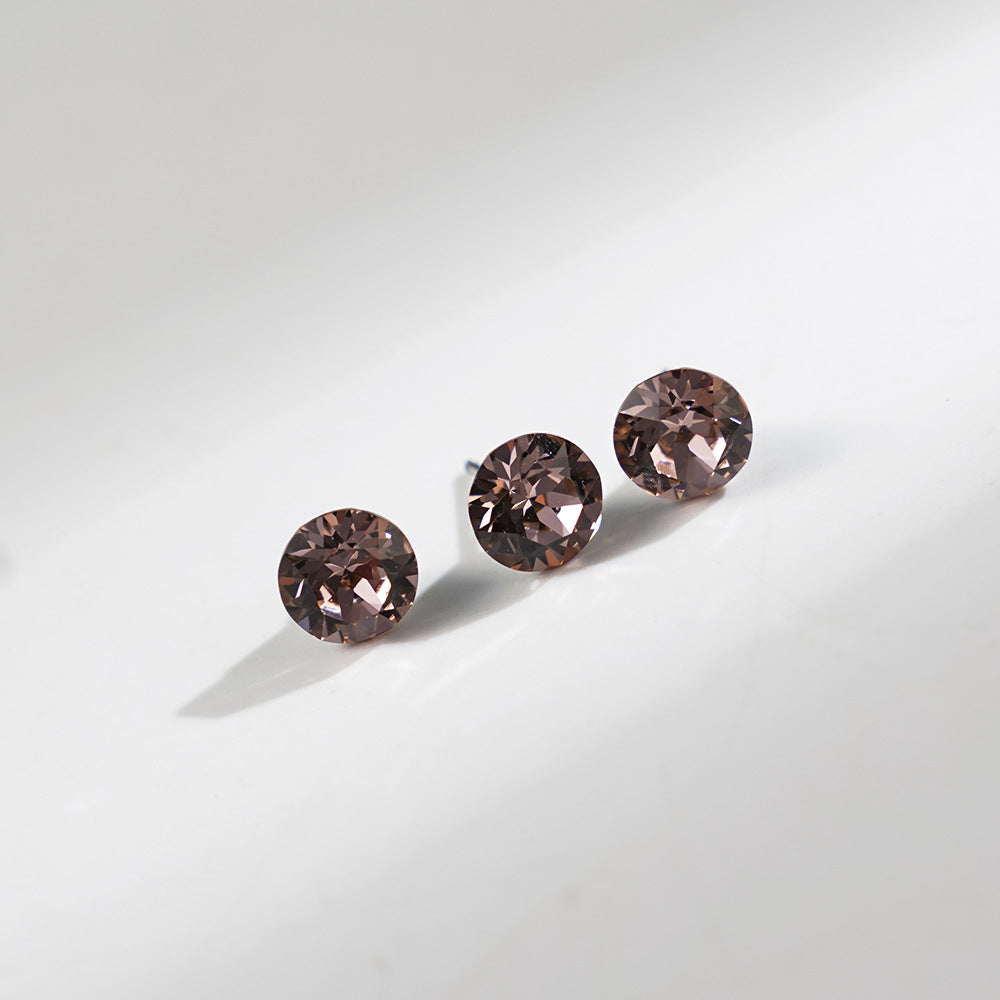 8mm Sparkling Synthetic Crystal Screw Back Titanium Stud Earrings