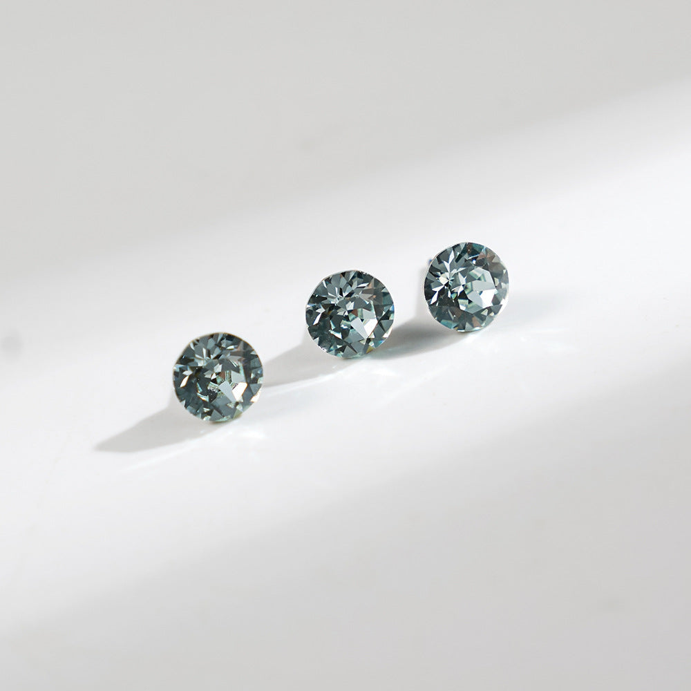 8mm Sparkling Synthetic Crystal Screw Back Titanium Stud Earrings