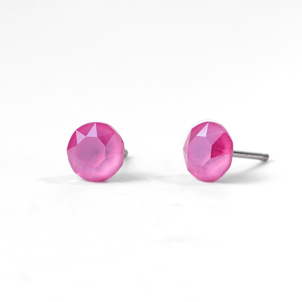 6mm Sparkling Synthetic Crystal Screw Back Titanium Stud Earrings