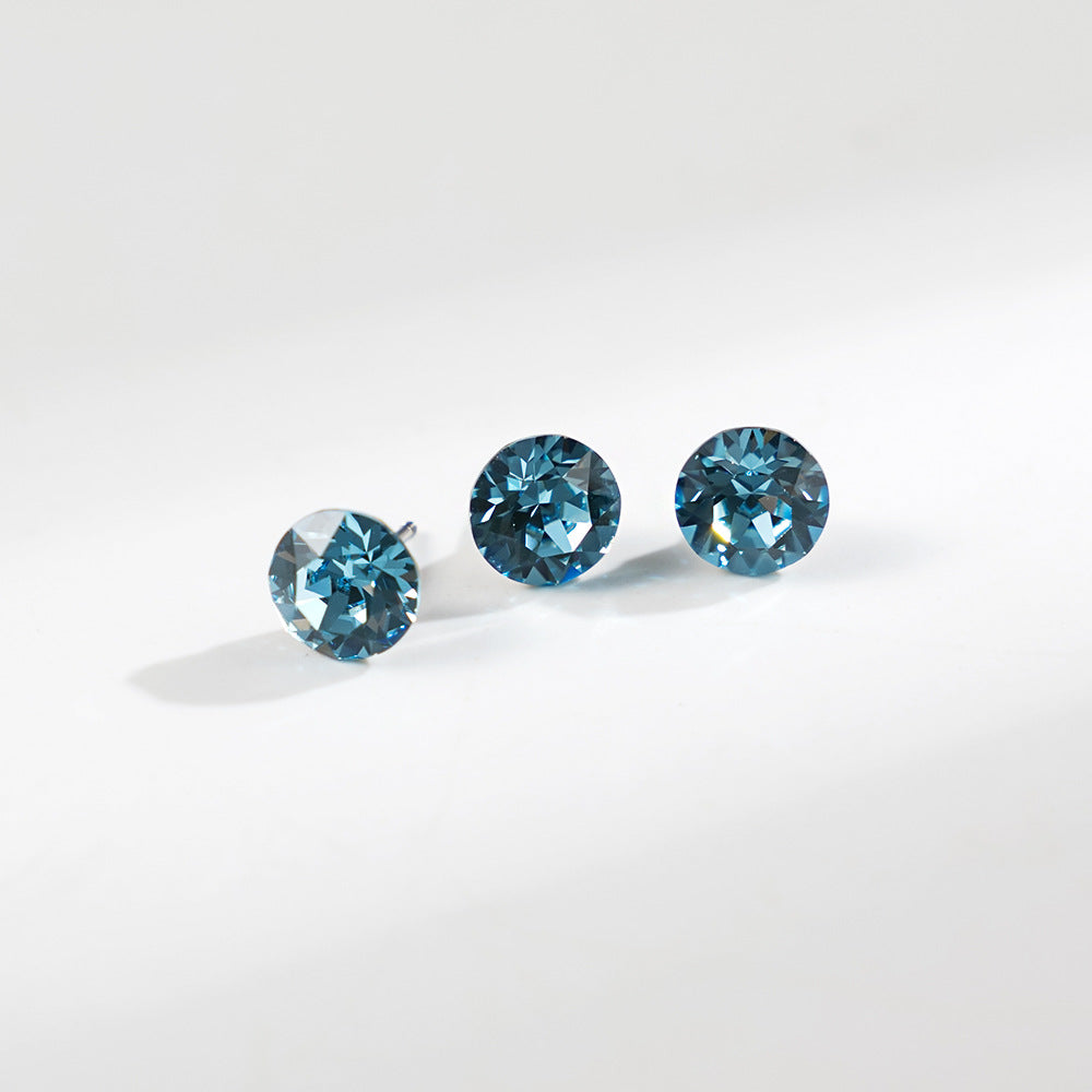 8mm Sparkling Synthetic Crystal Screw Back Titanium Stud Earrings