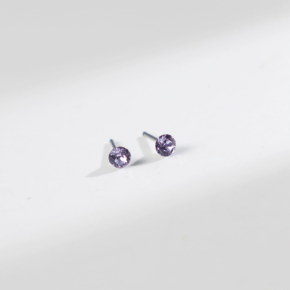 4mm Sparkling Synthetic Crystal Screw Back Titanium Stud Earrings
