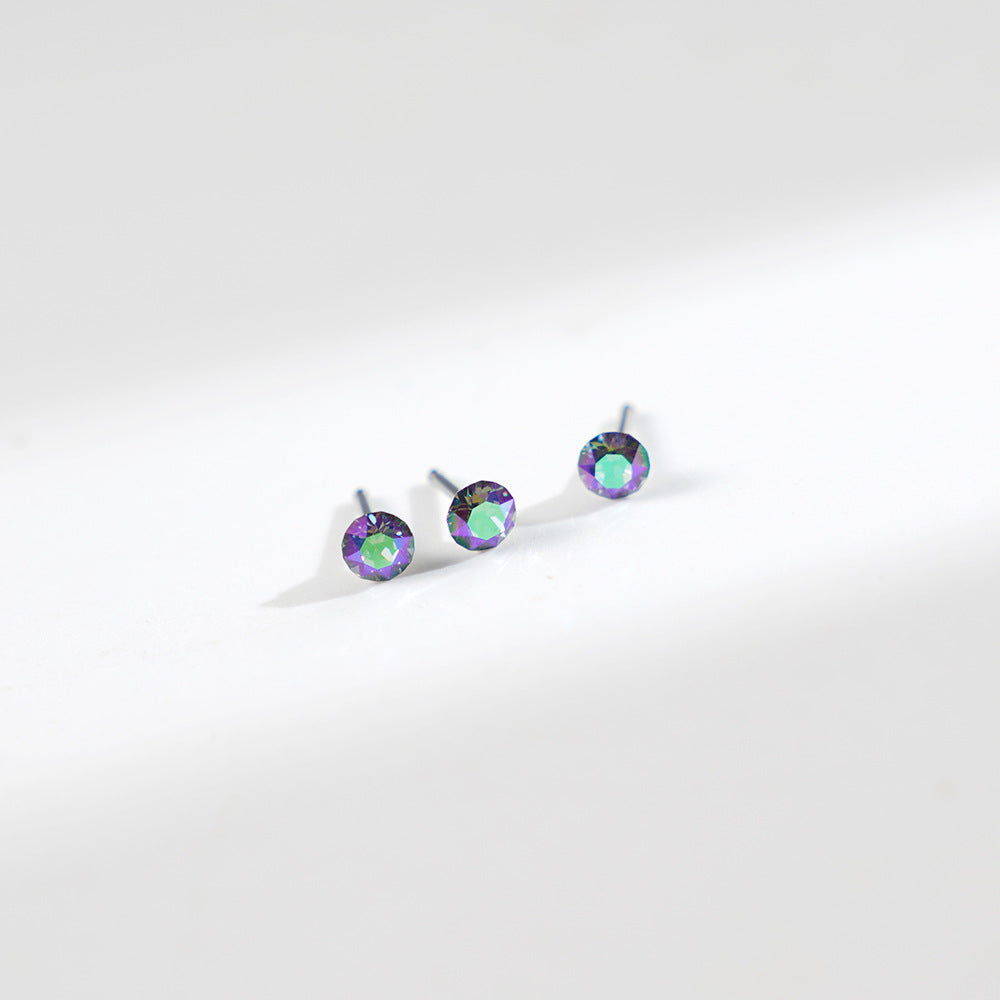 4mm Sparkling Synthetic Crystal Screw Back Titanium Stud Earrings