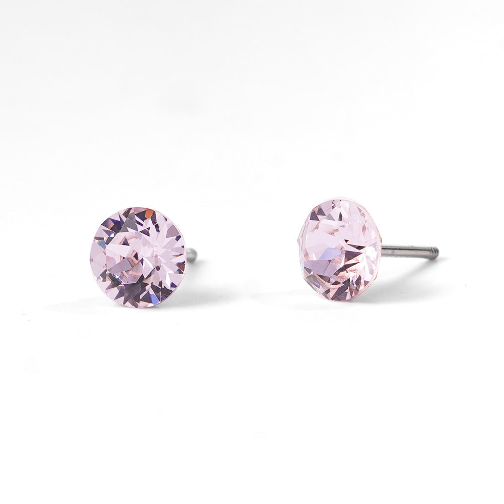 6mm Sparkling Synthetic Crystal Screw Back Titanium Stud Earrings
