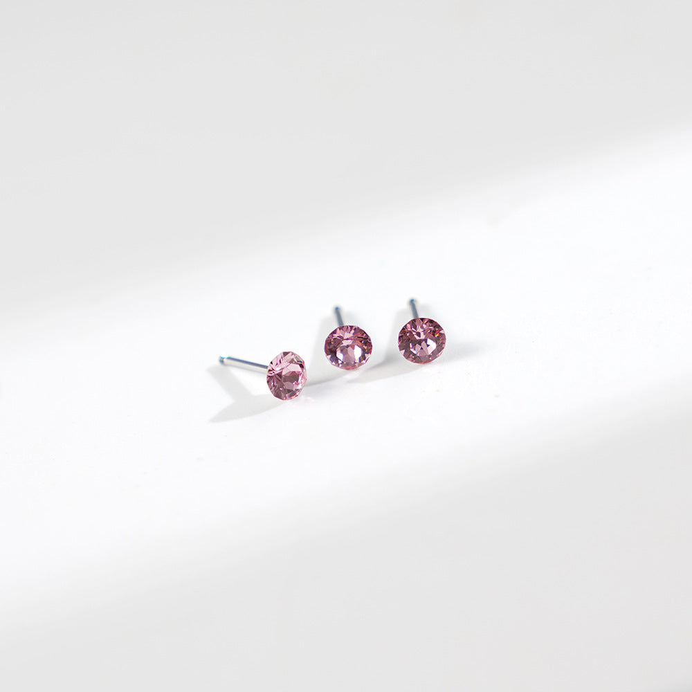 4mm Sparkling Synthetic Crystal Screw Back Titanium Stud Earrings