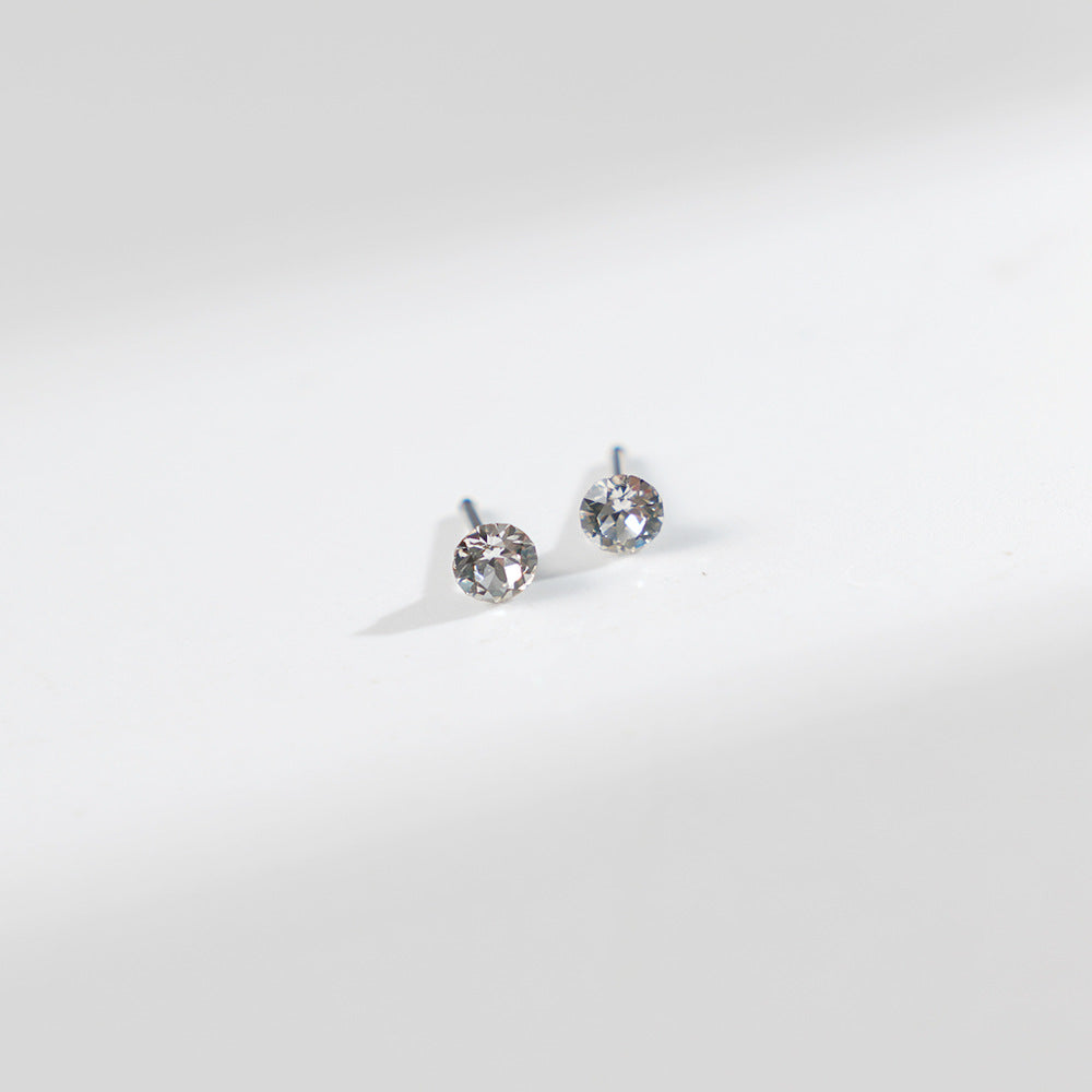 4mm Sparkling Synthetic Crystal Screw Back Titanium Stud Earrings