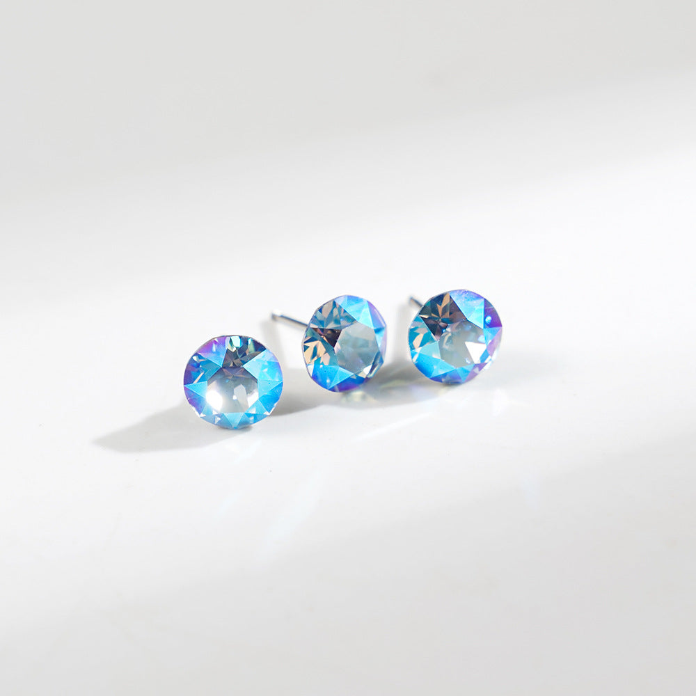 8mm Sparkling Synthetic Crystal Screw Back Titanium Stud Earrings