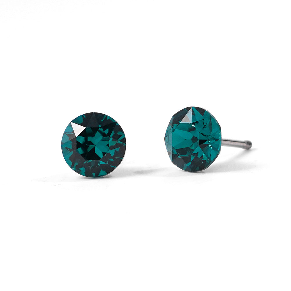 6mm Sparkling Synthetic Crystal Screw Back Titanium Stud Earrings