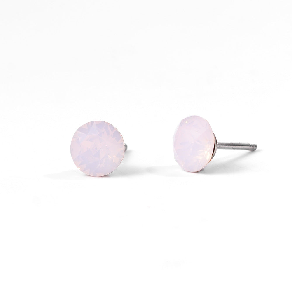 6mm Sparkling Synthetic Crystal Screw Back Titanium Stud Earrings