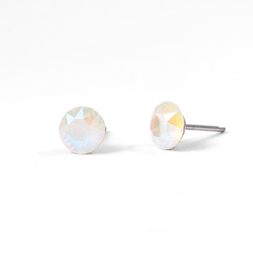 6mm Sparkling Synthetic Crystal Screw Back Titanium Stud Earrings