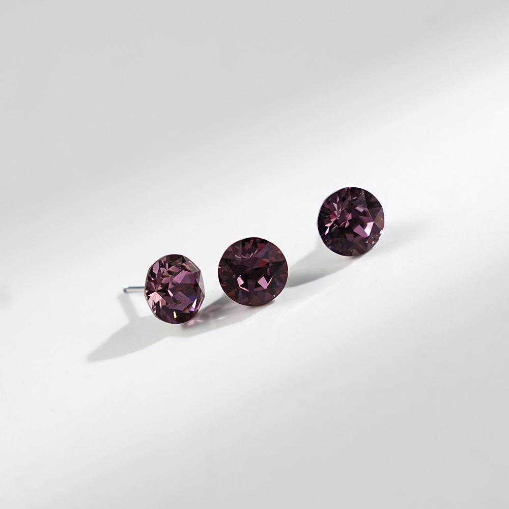 8mm Sparkling Synthetic Crystal Screw Back Titanium Stud Earrings
