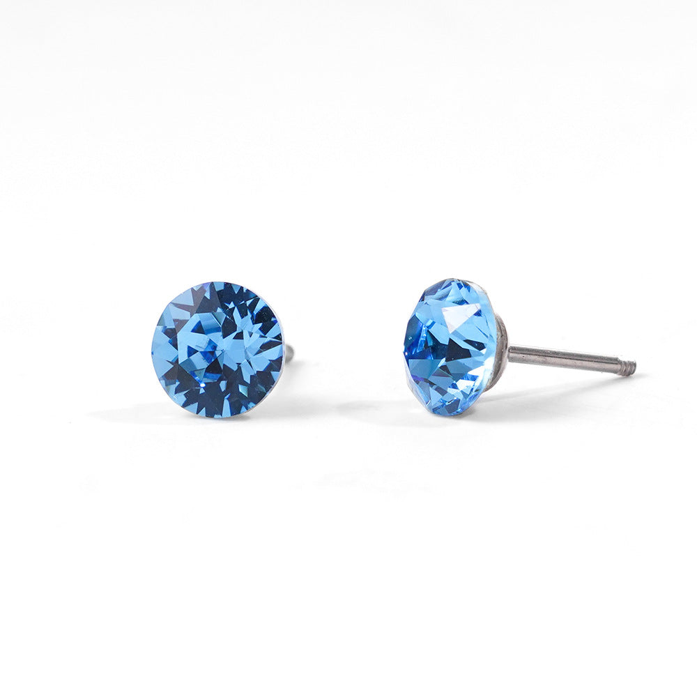 6mm Sparkling Synthetic Crystal Screw Back Titanium Stud Earrings