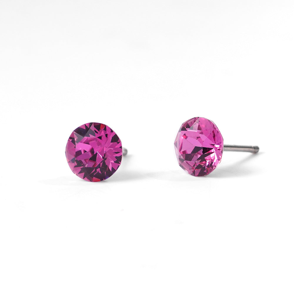 6mm Sparkling Synthetic Crystal Screw Back Titanium Stud Earrings