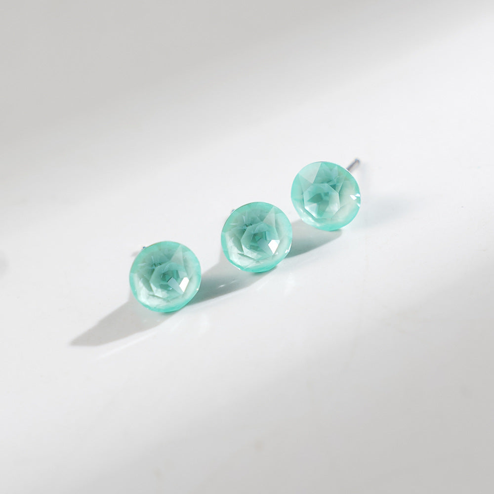 8mm Sparkling Synthetic Crystal Screw Back Titanium Stud Earrings