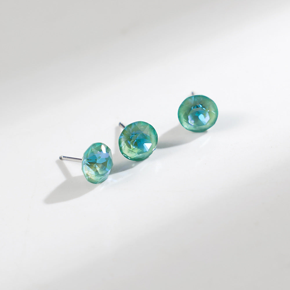 8mm Sparkling Synthetic Crystal Screw Back Titanium Stud Earrings