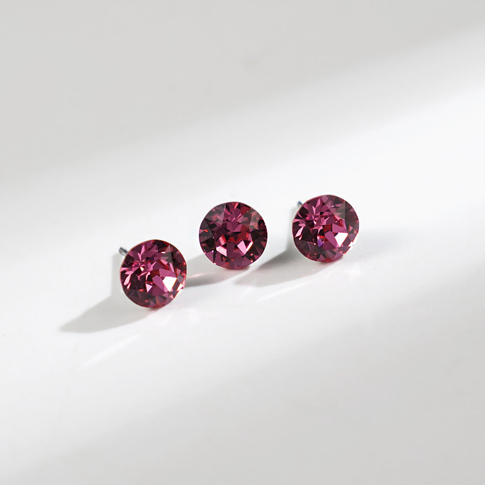 8mm Sparkling Synthetic Crystal Screw Back Titanium Stud Earrings